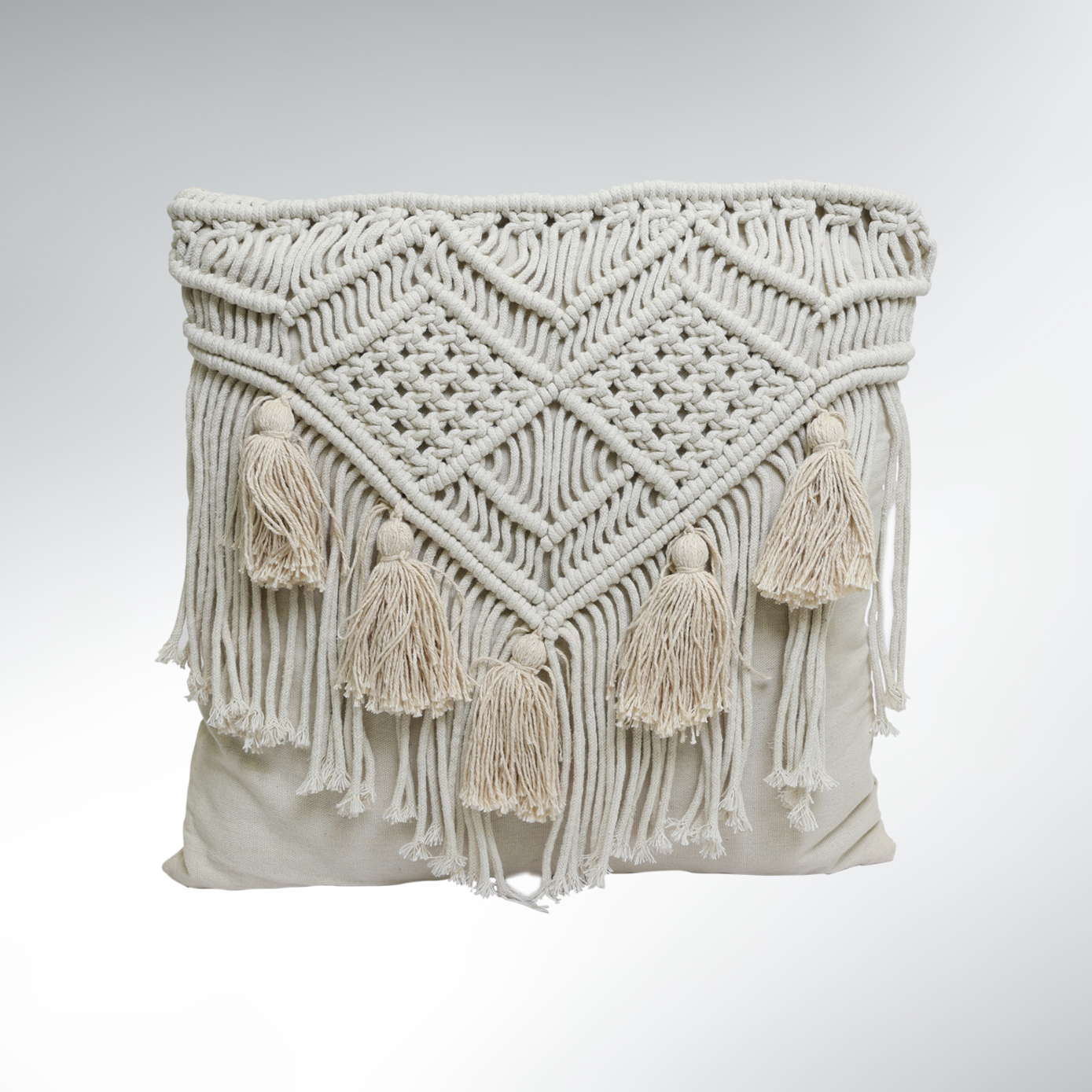 Housse de coussin Macramé – 40×40 Cocon Brume Automn