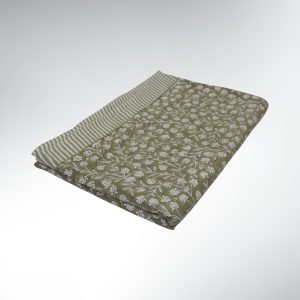 Nappe Coton Rectangulaire  Table 6 Personnes Bohème Jardin Vert