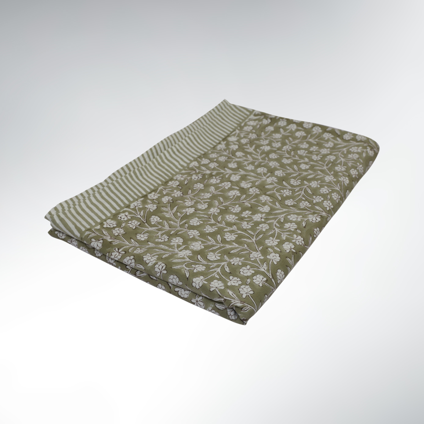 Nappe Coton Rectangulaire Table 6 Personnes Bohème Jardin Vert