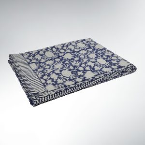 Nappe Coton Rectangulaire  Table 6 Personnes Bohème Jardin Indigo