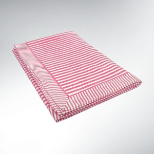 Nappe Coton Rectangulaire  Table 6 Personnes Rayures Rose Intense