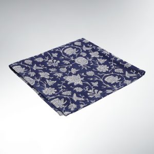 Serviette de Table Carré 100% Coton – 50×50 Bohème Jardin Indigo