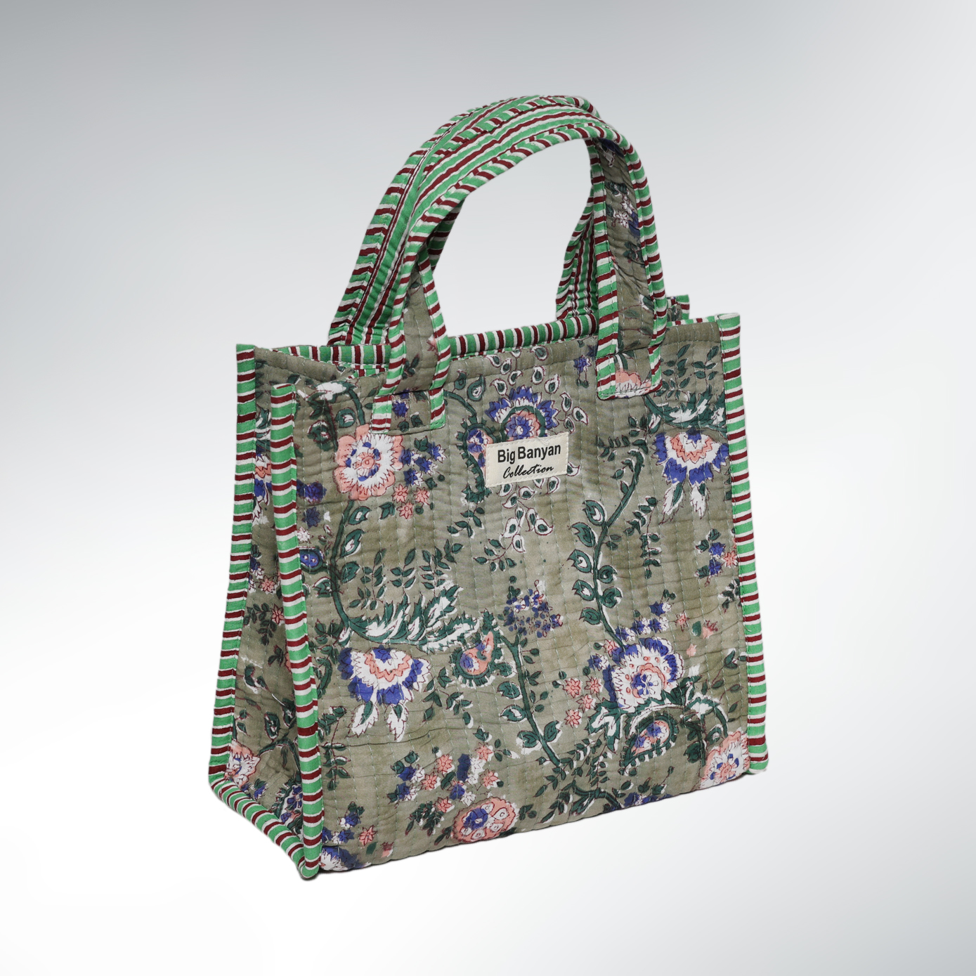 Mini Tote Bag Matelassé  Coton – 25×30 Nomad Bag Vert