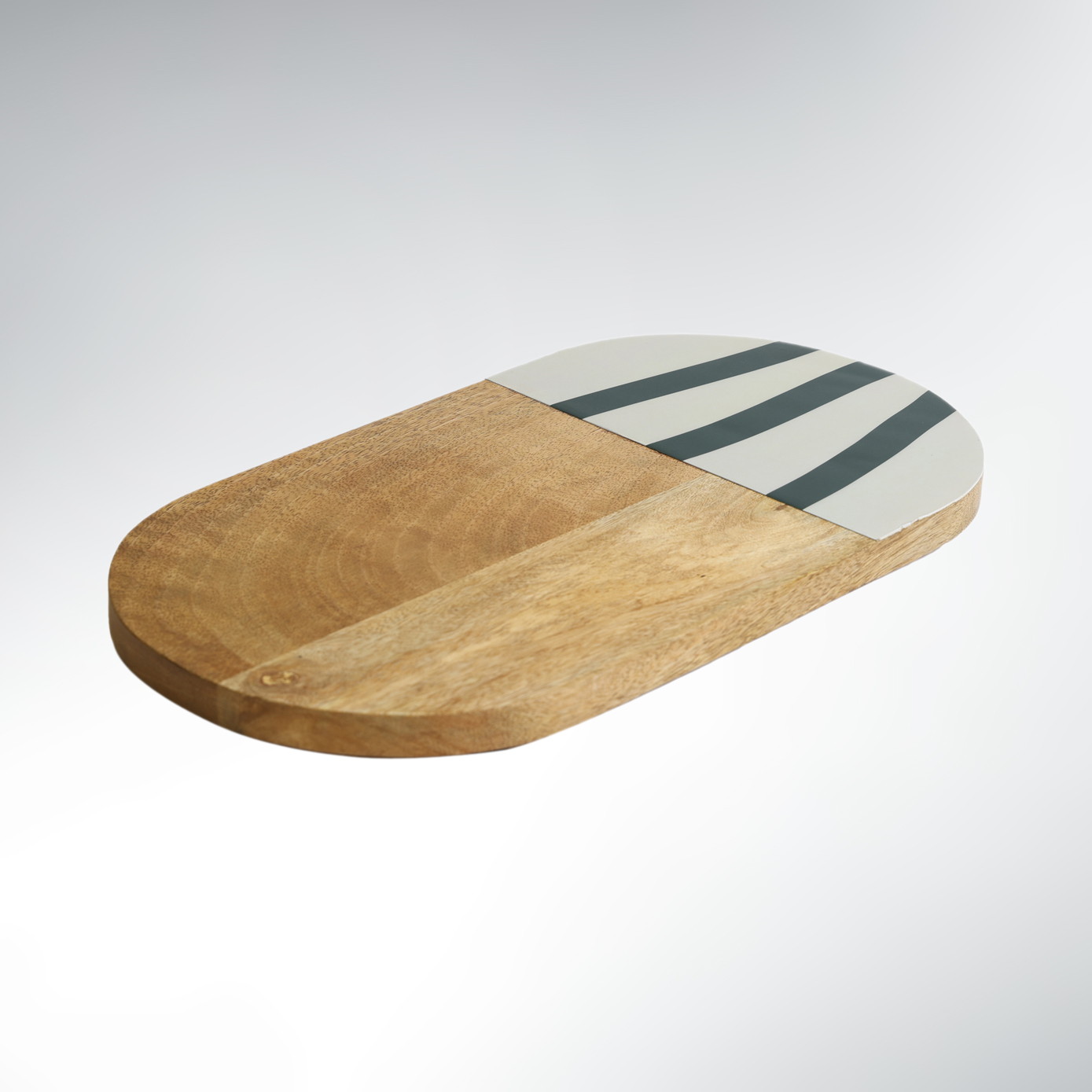 Planche à Découper Bois & Résine – 35×20 Ligna Rayures Vertes