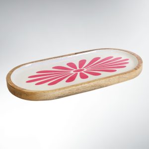 Long Plat Mango Wood Bois & Résine – 35×18 Ligna Rose Petals
