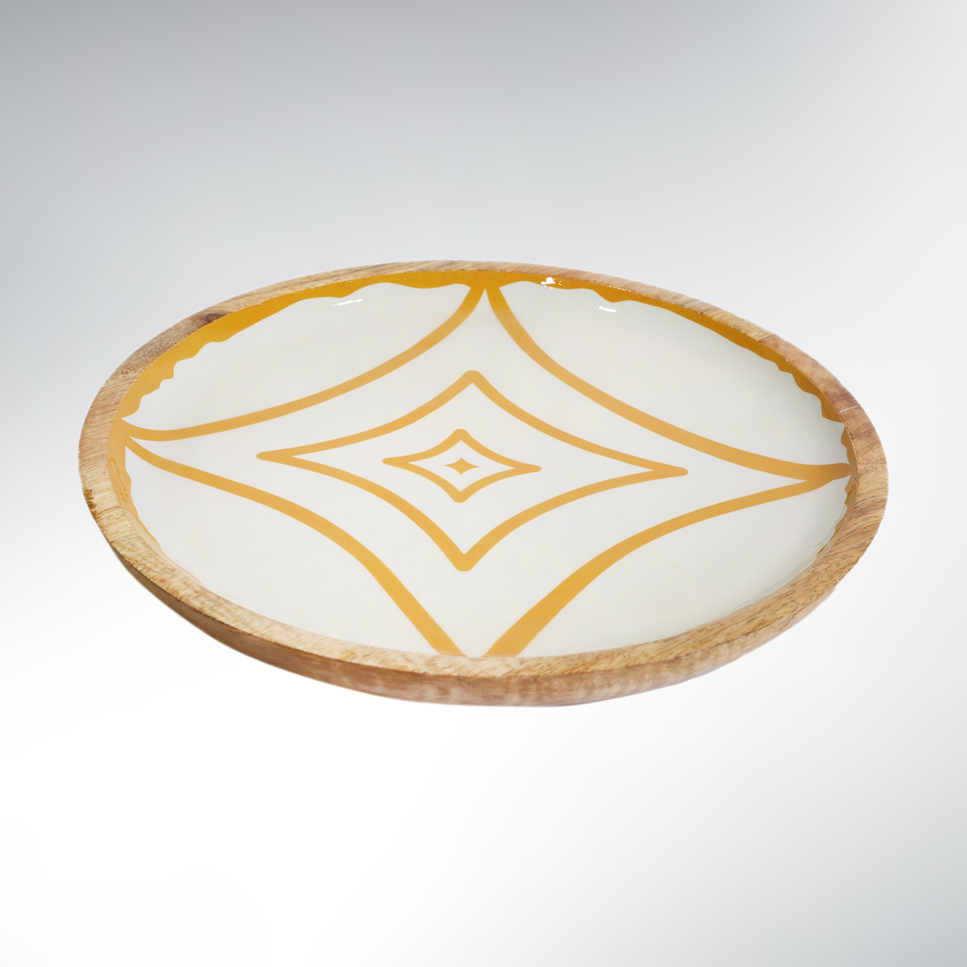 Plat Rond – Mango Bois & Résine – 30×3 Ligna Étoile Dorée