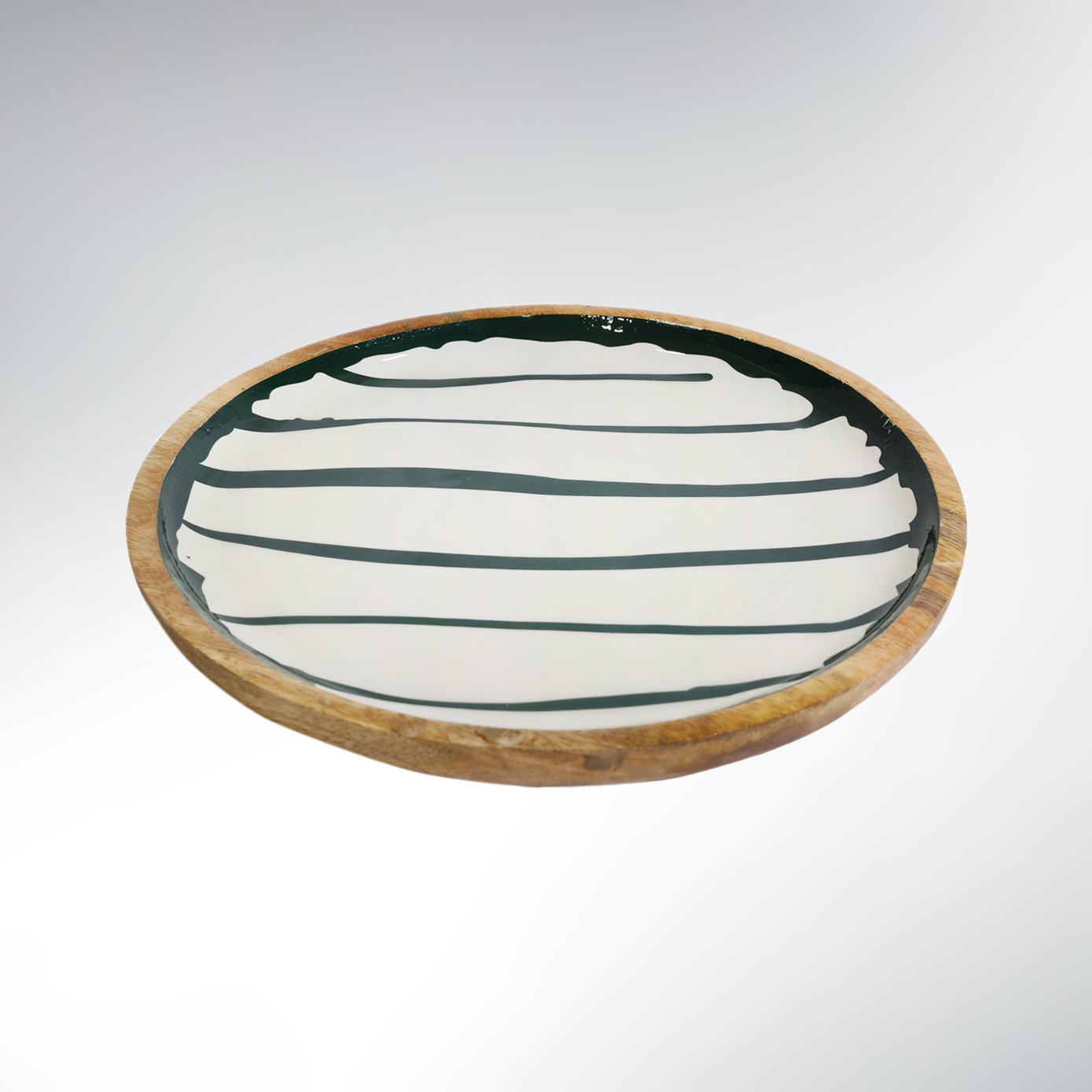 Plat Rond – Mango Bois & Résine – 30×3 Ligna Rayures Vertes