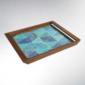 Plateau de Service Bois Teck – 48×30 / 43×27 Azulejo Maré