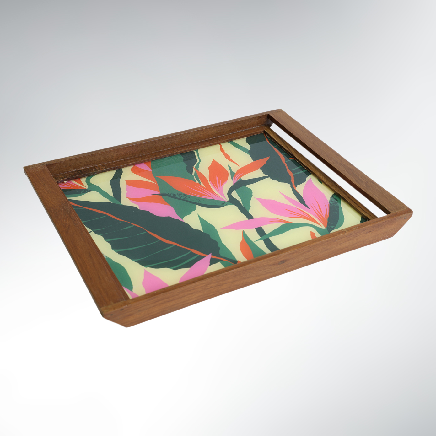 Plateau de Service Bois Teck – 48×30 / 43×27 Jardin Tropical