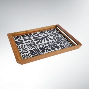 Plateau de Service Bois Teck – 48×30 / 43×27 Black and White Abstract