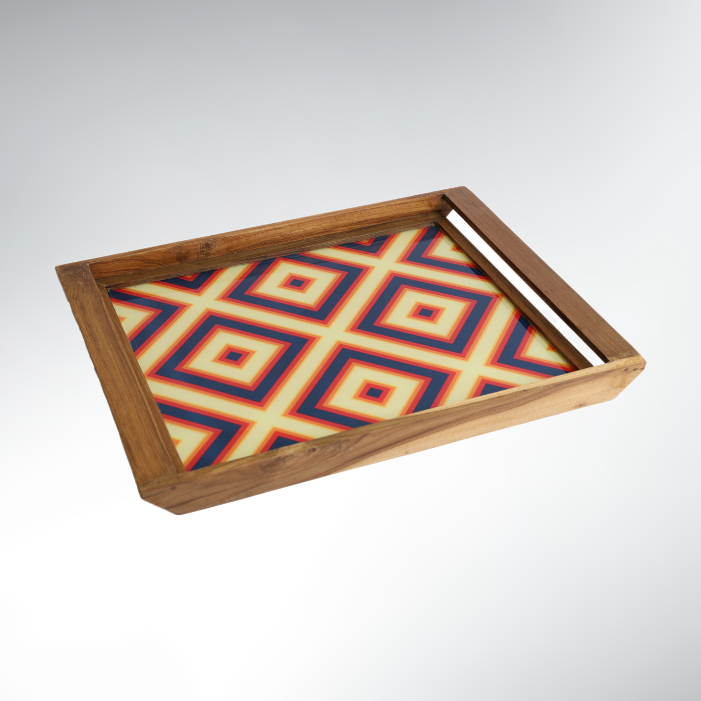 Plateau de Service Bois Teck – 48×30 / 43×27 Luz de Diamante