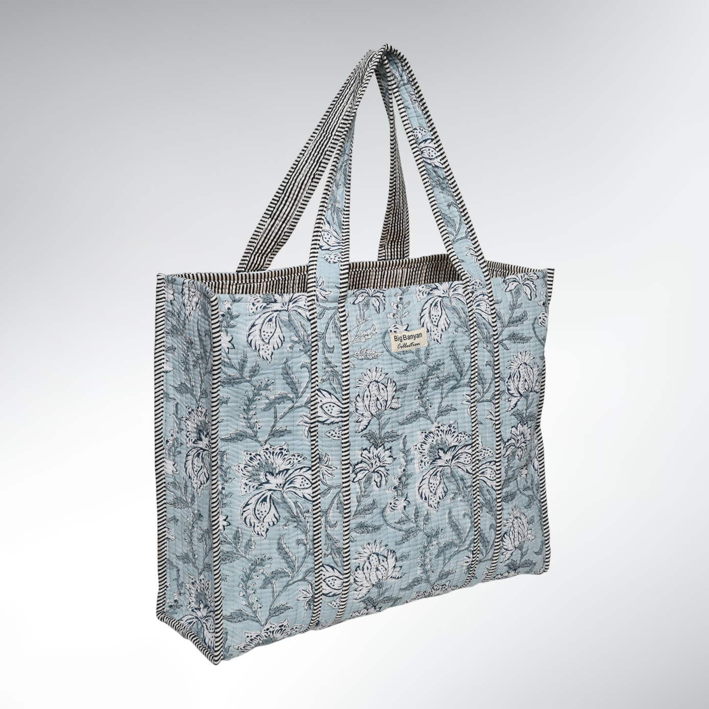 Grand Tote Bag Matelassé  Coton – 43×35 Indi Nomad Bag Azurite