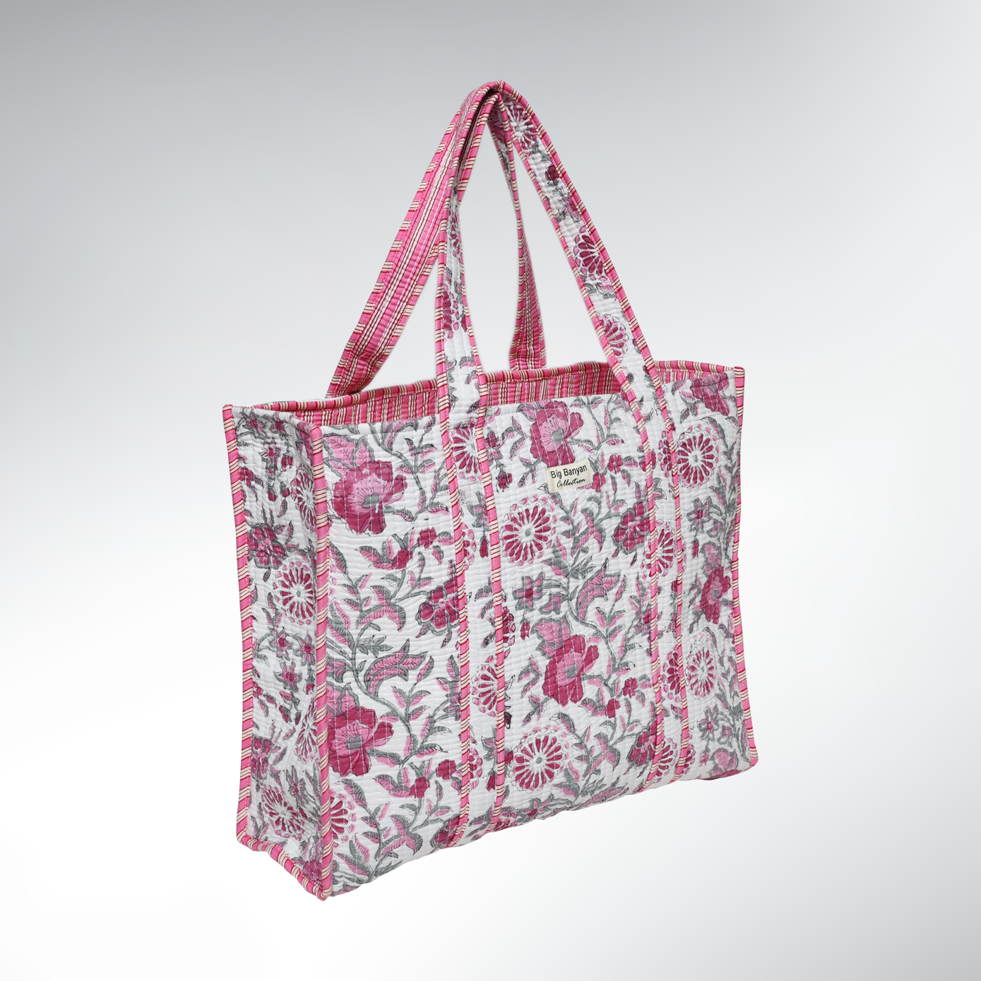 Grand Tote Bag Matelassé  Coton – 43×35 Indi Nomad Bag Rose