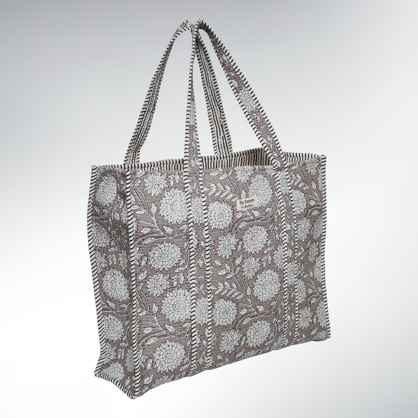 Grand Tote Bag Matelassé  Coton – 43×35 Indi Nomad Bag Gris