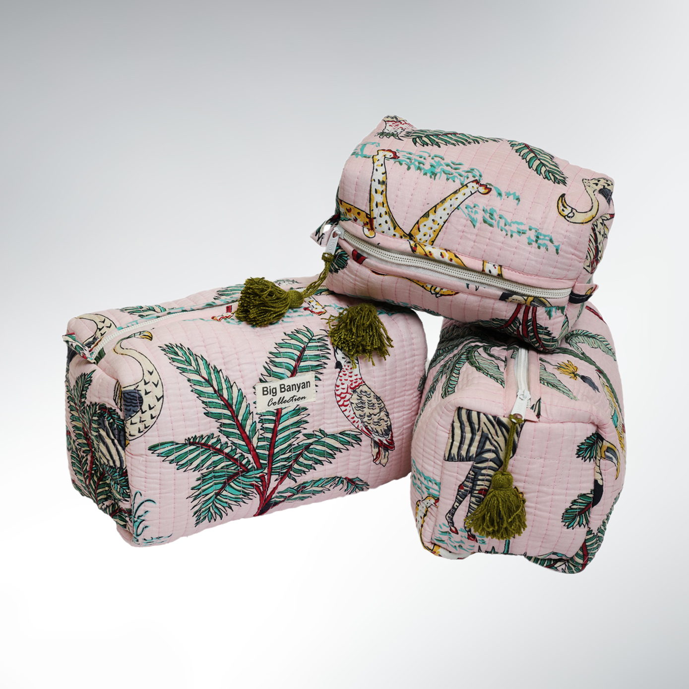 Miti Trousse Tropical Coton – S/M/L/Set Pink IndiVibe Organizer